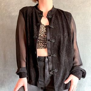 Black Glitter Cardigan Blouse